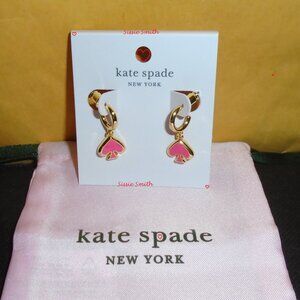 ♠️ Kate Spade ♠️️ "Spot the Spade" Peppercorn Pink Enamel Huggies